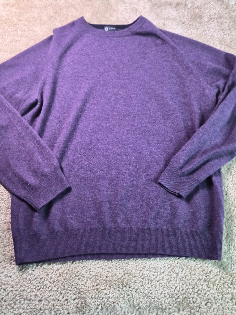 J.CREW Men's Sweater Size Large 100% Merino Wool Pullover Purple Crew Neck G226